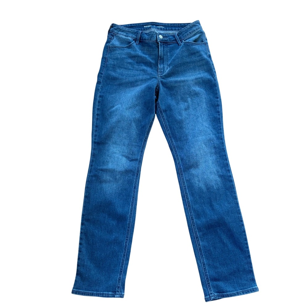 NWT Old Navy Wow Straight High-Rise Jeans Medium Wash Blue Denim Size 10 Classic